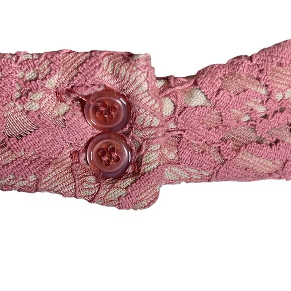 Dina Be Crochet Sleeveless Dress Sz L Rose Beige Lining Keyhole Back Button - Picture 4 of 8